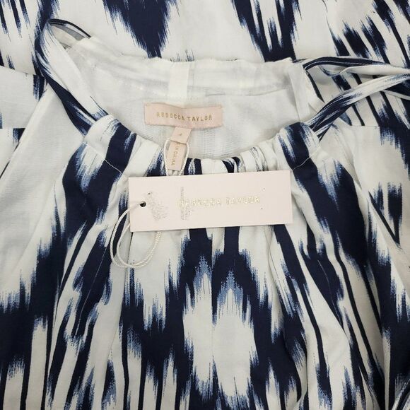 Rebecca Taylor Inidigo Ikat Linen Dress in Snow Combo - Picture 10 of 13